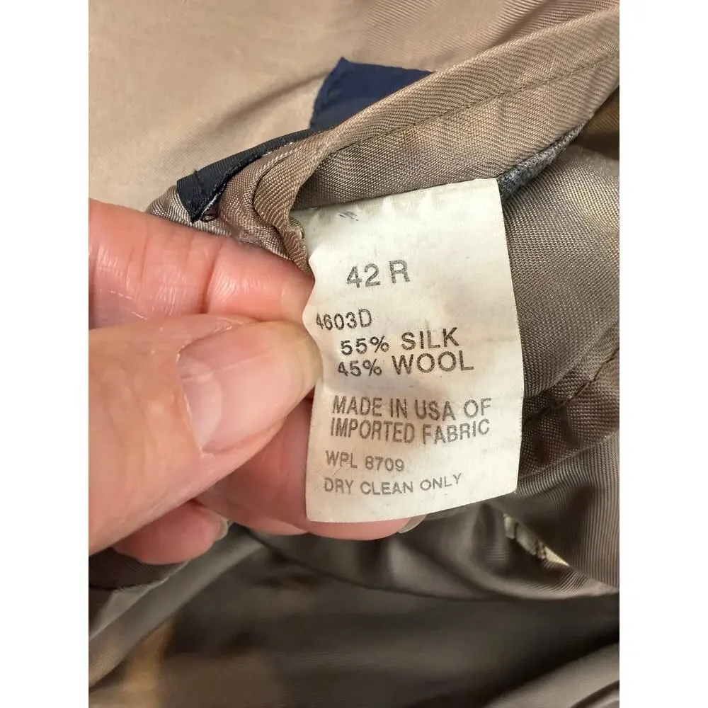 Oak Creek Dillards Mens Sport Coat 42R Silk Wool Glen Plaid Blazer USA Made
